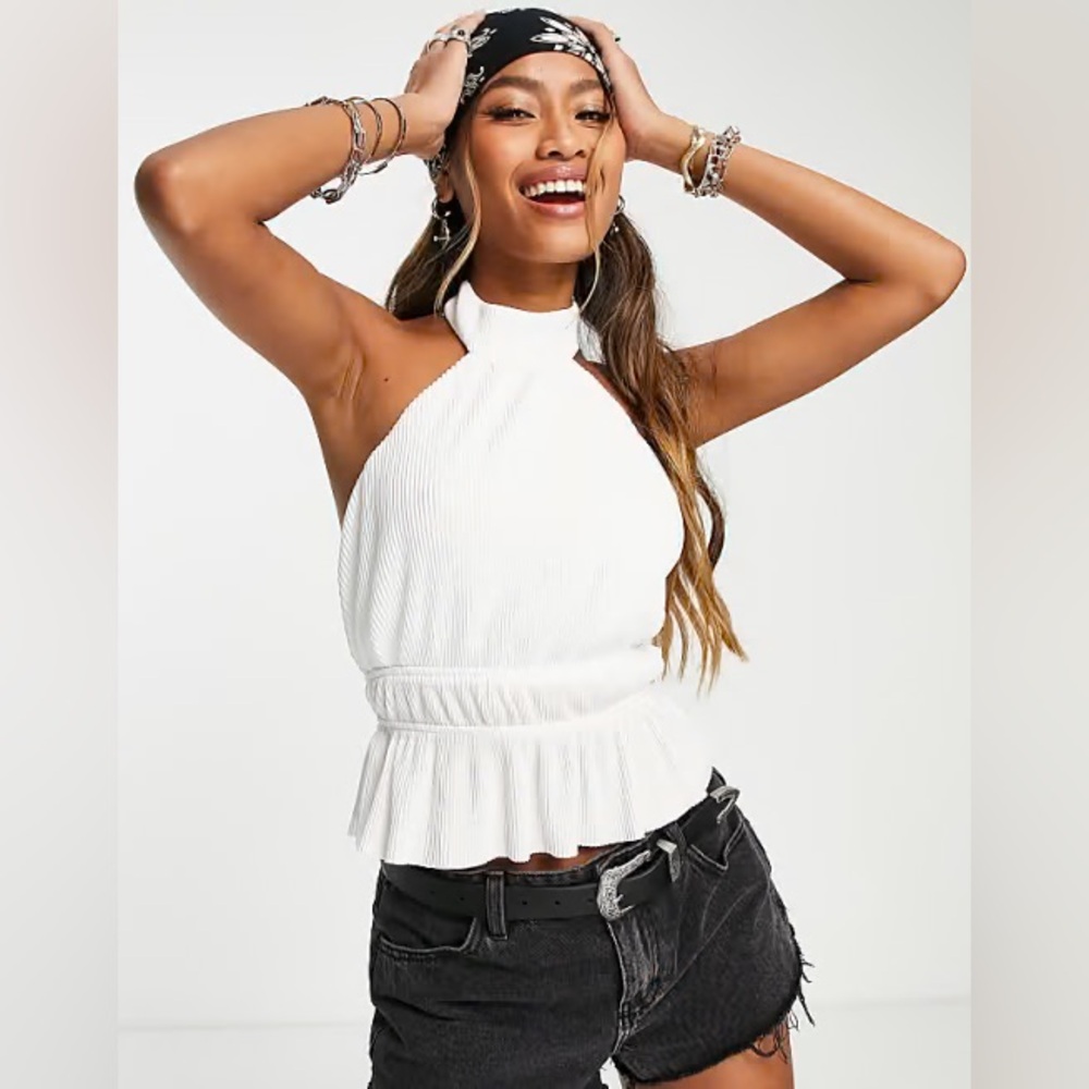 Bershka high neck open back top